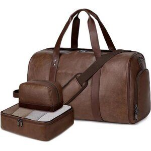 Vegan Leather Duffel Bag for Men Coffee
